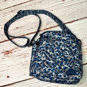 LUG Can Can Camo Leopard Print Blue Crossbody Bag